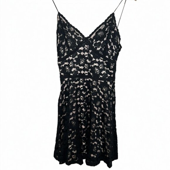 Zara - Black Lace Floral Sleeveless Mini Dress - size Small - Picture 4 of 8